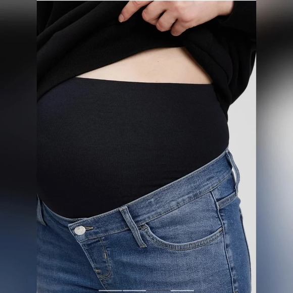 NWT Gap Maternity True Waistband Full Panel True Skinny Jeans Blue Plus 34‎ 18R - Picture 2 of 10